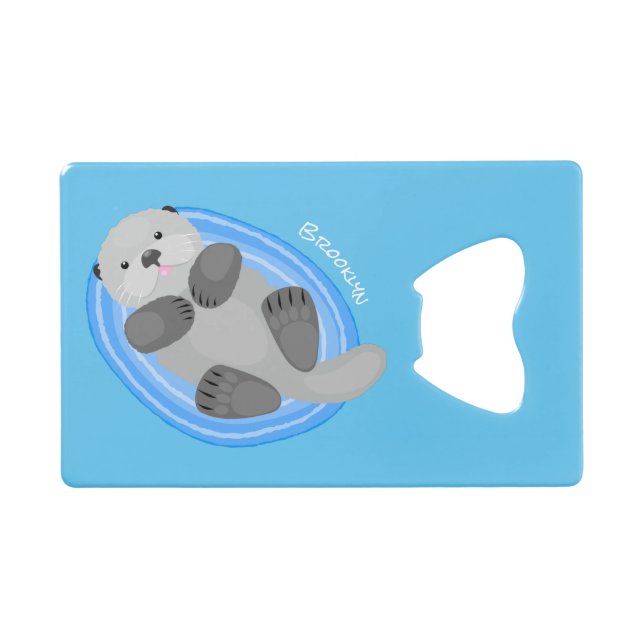 Cute happy sea otter cartoon illustration (Front (Horizontal))