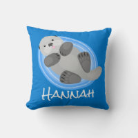 Cute happy sea otter cartoon illustration