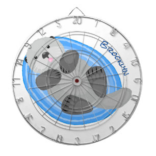 Cute happy sea otter cartoon illustration dartboard