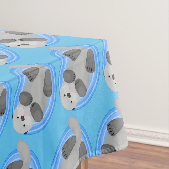 Cute happy sea otter cartoon illustration tablecloth (In Situ)