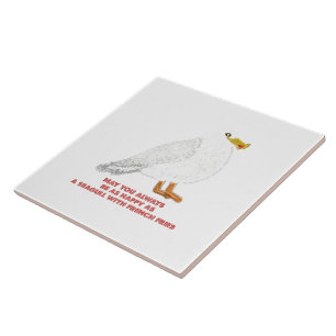 Cute happy seagull with French fries Tile