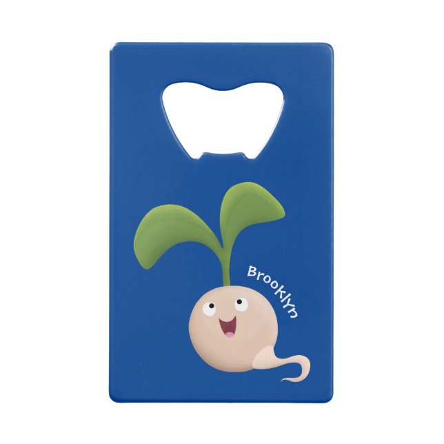 Cute happy seed sprout cartoon illustration (Front)