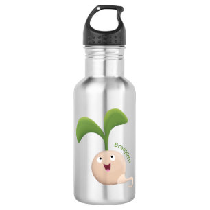 Cute happy seed sprout cartoon illustration  532 ml water bottle
