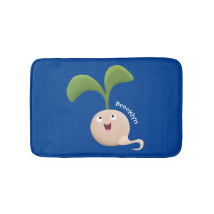 Cute happy seed sprout cartoon illustration bath mat