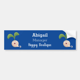 Cute happy seed sprout cartoon illustration bumper sticker
