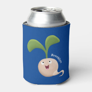 Cute happy seed sprout cartoon illustration can cooler