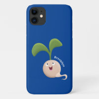 Cute happy seed sprout cartoon illustration