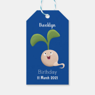 Cute happy seed sprout cartoon illustration gift tags