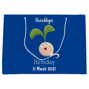 Cute happy seed sprout cartoon illustration large gift bag