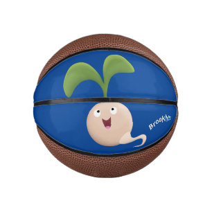 Cute happy seed sprout cartoon illustration mini basketball