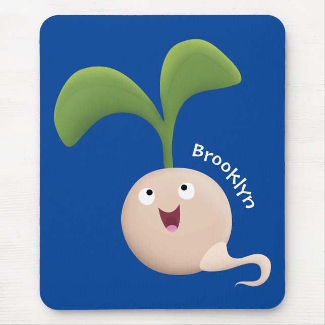 Cute happy seed sprout cartoon illustration mouse mat (Front)