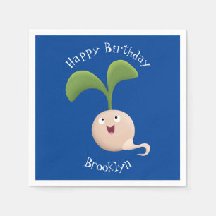 Cute happy seed sprout cartoon illustration napkin