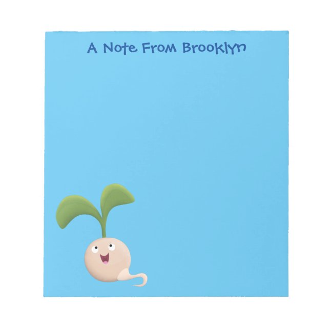 Cute happy seed sprout cartoon illustration notepad (Front)
