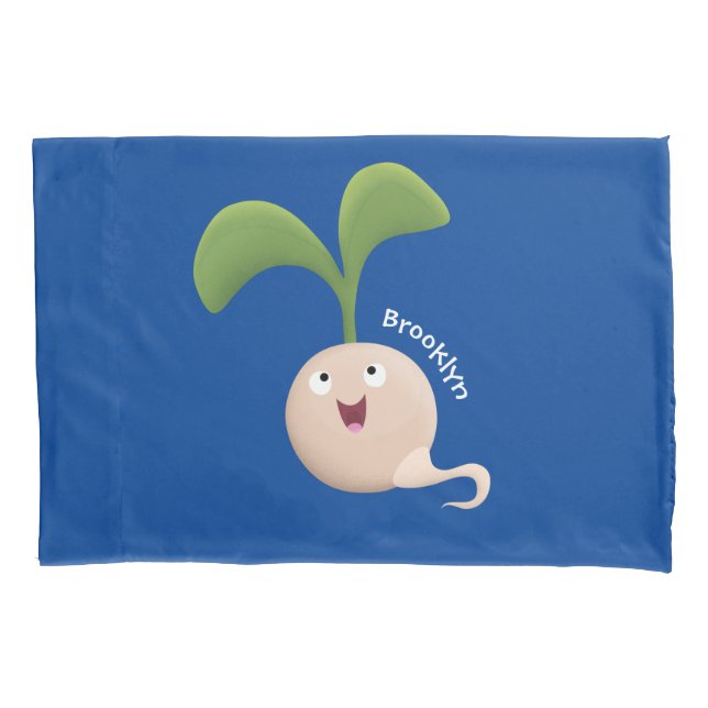 Cute happy seed sprout cartoon illustration pillowcase (Front)