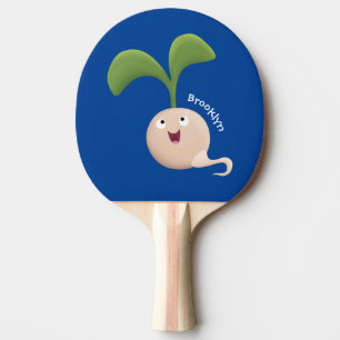 Cute happy seed sprout cartoon illustration ping pong paddle