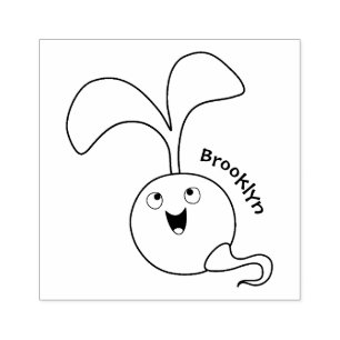 Cute happy seed sprout cartoon illustration rubber stamp