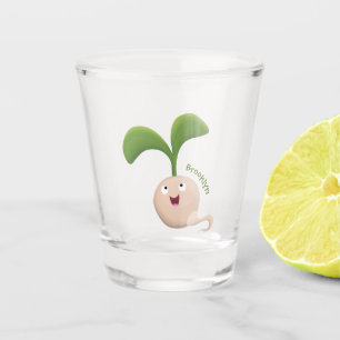 Cute happy seed sprout cartoon illustration shot glass
