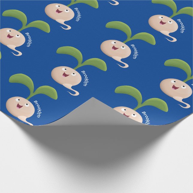 Cute happy seed sprout cartoon illustration wrapping paper (Corner)