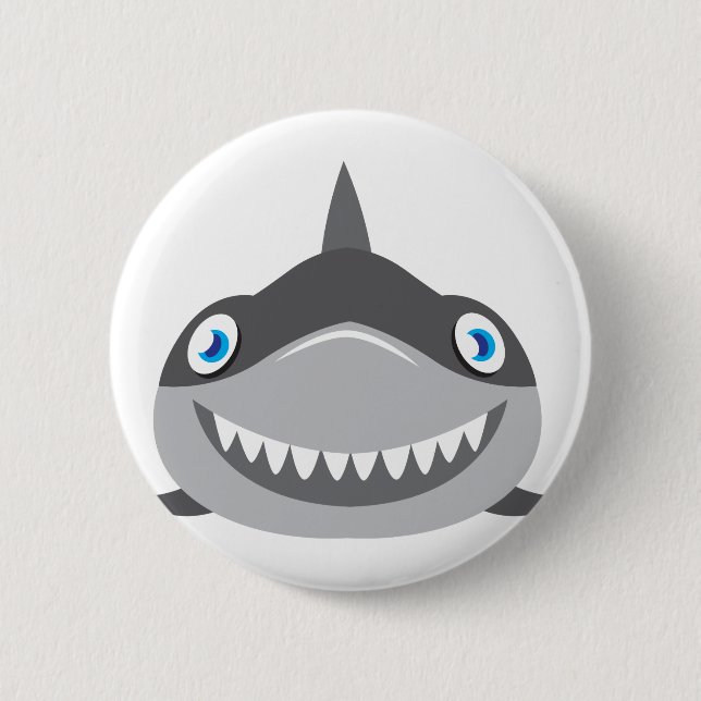 cute happy shark face 6 cm round badge (Front)