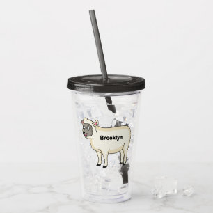 Cute happy sheep cartoon illustration  acrylic tumbler