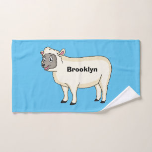 Cute happy sheep cartoon illustration bath towel set