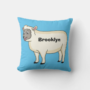 Cute happy sheep cartoon illustration cushion