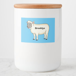 Cute happy sheep cartoon illustration food label