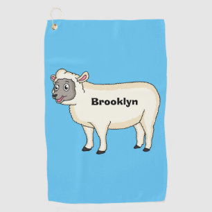 Cute happy sheep cartoon illustration golf towel