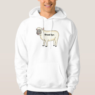 Cute happy sheep cartoon illustration hoodie