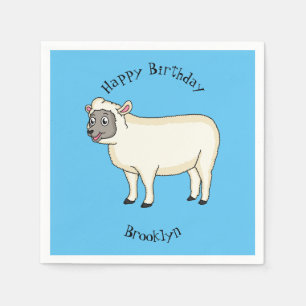 Cute happy sheep cartoon illustration napkin