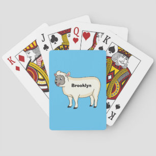 Cute happy sheep cartoon illustration playing cards