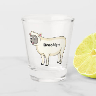Cute happy sheep cartoon illustration shot glass