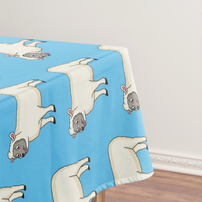 Cute happy sheep cartoon illustration  tablecloth (In Situ)
