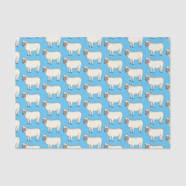 Cute happy sheep cartoon illustration tissue paper (Front)