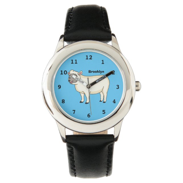 Cute happy sheep cartoon illustration watch (Front)
