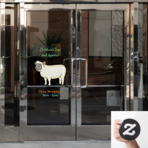 Cute happy sheep cartoon illustration window cling