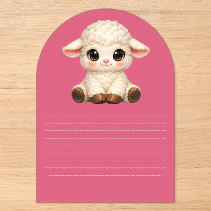 Cute Happy Sheep with Big Eyes Kawaii Farm Animal Acrylic Invitations