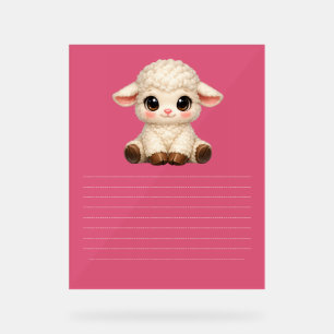 Cute Happy Sheep with Big Eyes Kawaii Farm Animal Acrylic Sign