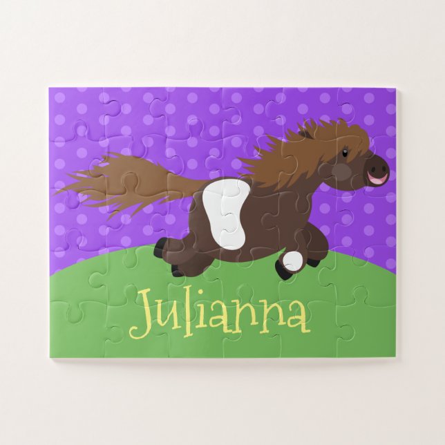 Cute happy Shetland pony cartoon illustration Jigsaw Puzzle (Horizontal)