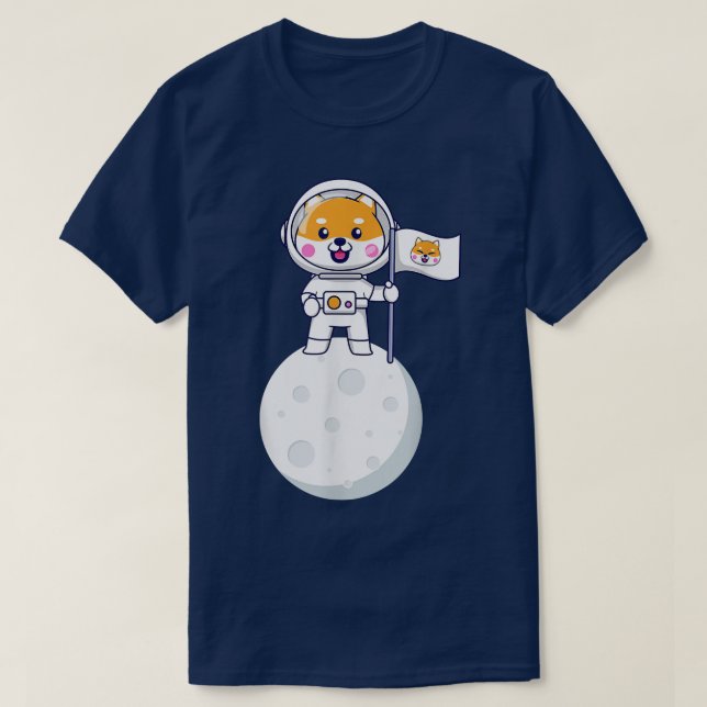 Cute Happy shiba inu dog astronaut moon galay  T-Shirt (Design Front)