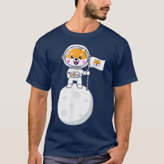 Cute Happy shiba inu dog astronaut moon galay  T-Shirt