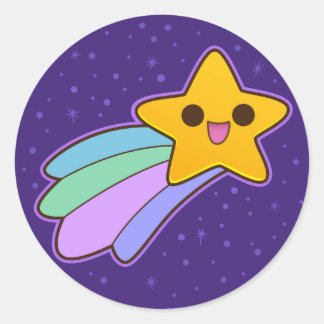 Cute Happy Shooting Star Classic Round Sticker