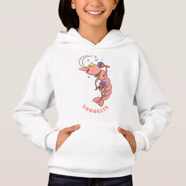 Cute happy shrimp, prawn cartoon (Front)