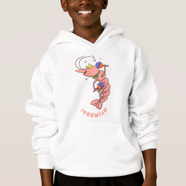 Cute happy shrimp, prawn cartoon (Front)