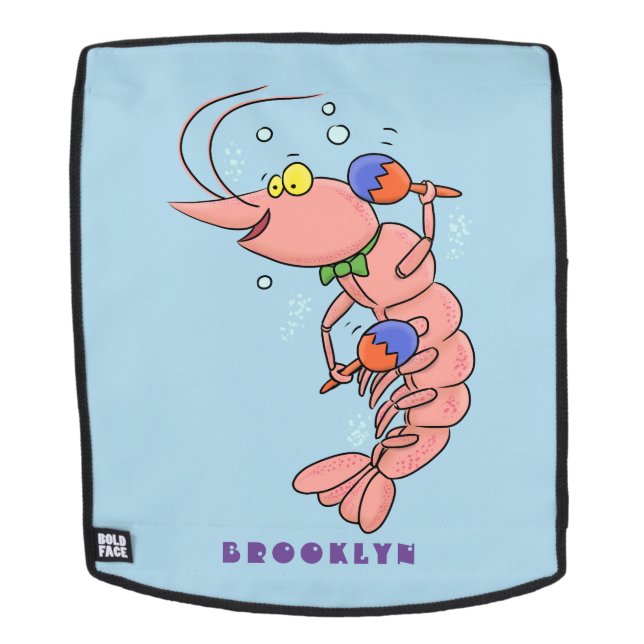 Cute happy shrimp, prawn cartoon backpack (Removable Face)
