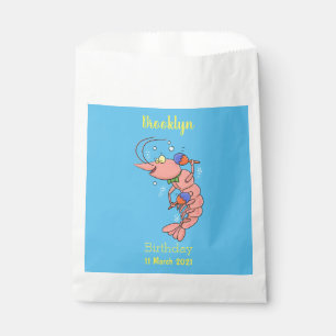 Cute happy shrimp, prawn cartoon favour bags