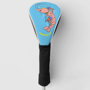 Cute happy shrimp, prawn cartoon golf head cover