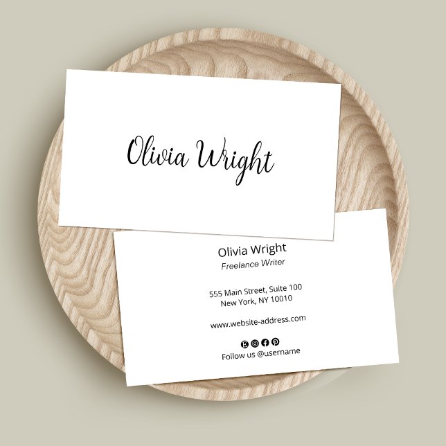 Cute Happy Signature Script,  Modern White  Business Card (Creator Uploaded)