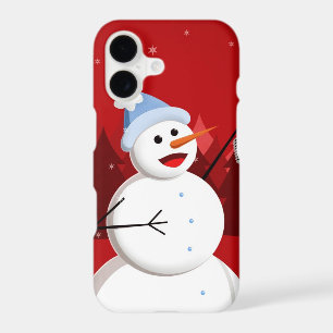 Cute Happy Singing Snowman Christmas Red