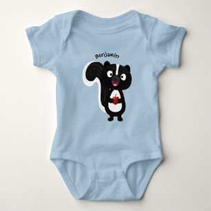 Cute happy skunk cartoon illustration baby bodysuit